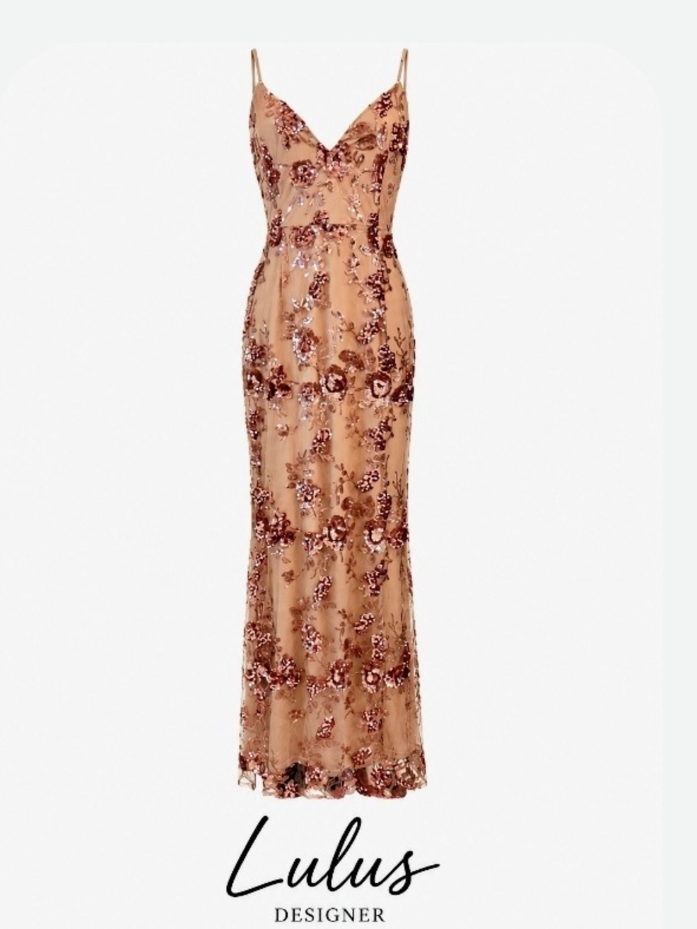 Formal Special Occosion Lulu's Blush Sequin Floral Slip Maxi Dress